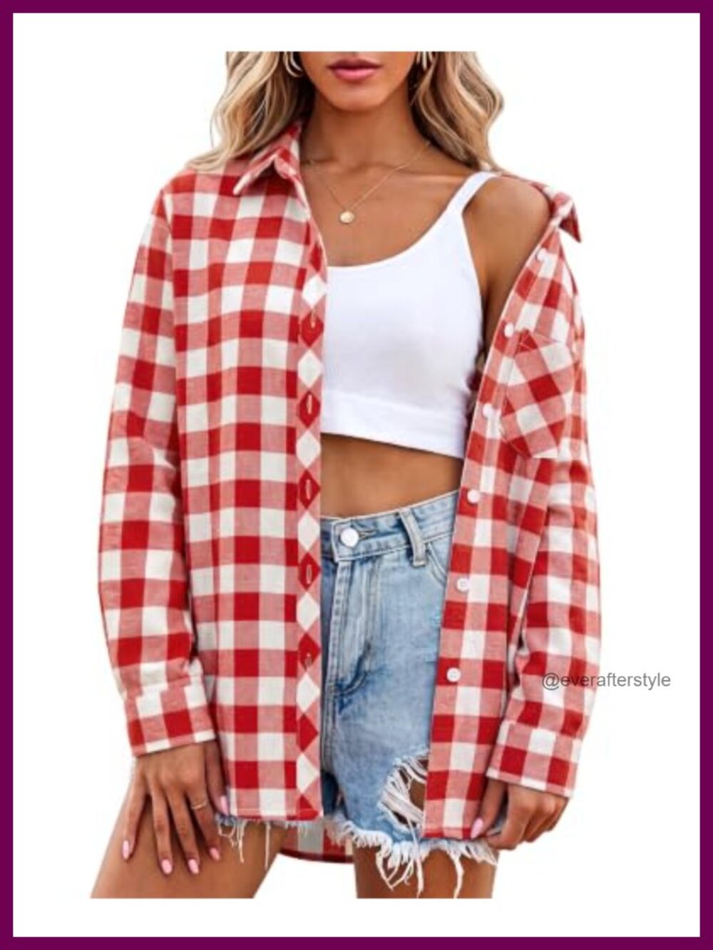 Women's Flannel Shirt Long Sleeve Plaid Button Down Blouse